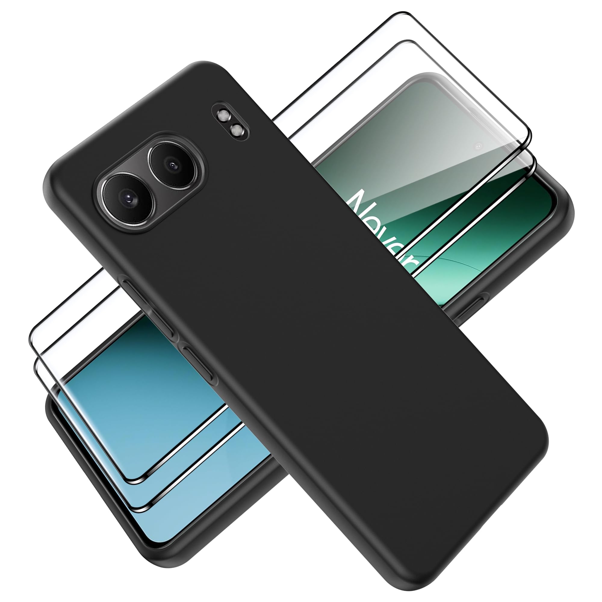COPIKE Magnetische beschermhoes voor iPhone 16 met 2 gehard glas en 2 cameralens, beschermhoes voor iPhone 16, dun, schokbestendig, geglazuurd, transparant, anti-vingerafdruk, mat zwart