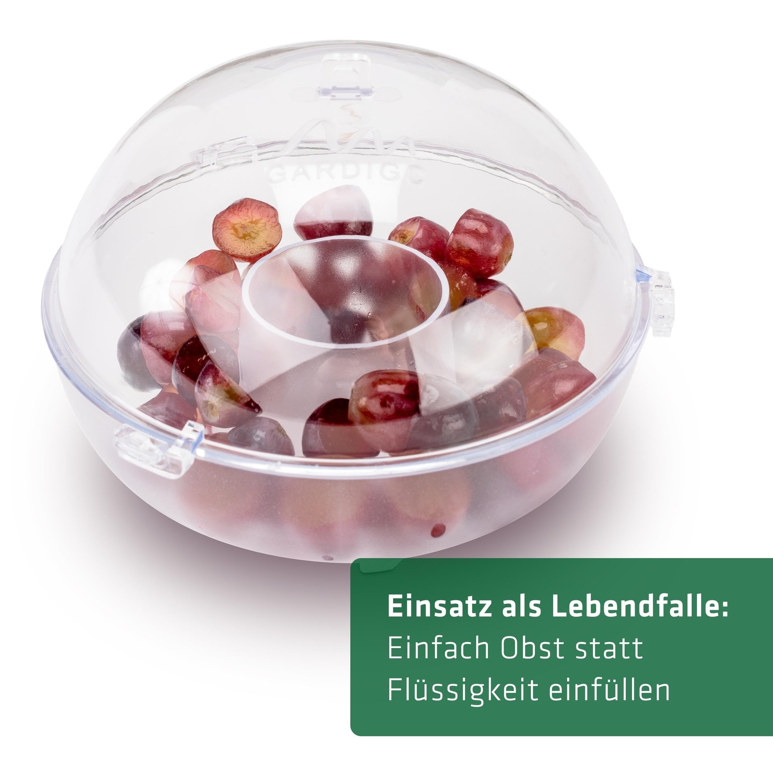 GARDIGO® Lot de 4 Piège À Mouches des Fruits, Attrape Insectes, Piège À Guêpes, À Usage Intérieur, avec Appât Naturel, Réutilisable, Fabriqué en Allemagne.