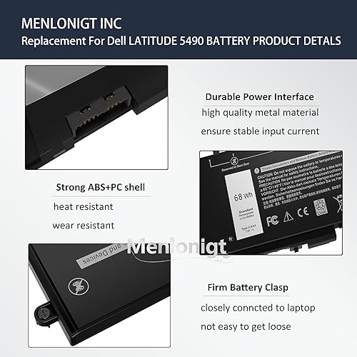 Miniatura 6 de 68Wh GJKNX - Batería de repuesto para laptop Dell Latitude 5490 5480 5580 5590 5280 5288 5488 5591 5491 5495 E5480 E5580 E5490 E5590 Precision 15 30