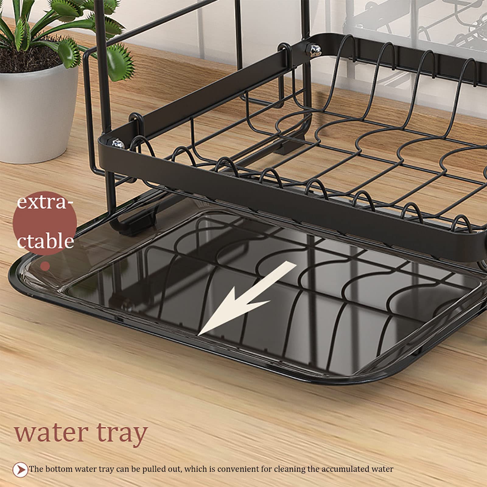 Escurridor de Platos de 2 Niveles de Acero Inoxidable, escurridor de Platos con Soporte para Utensilios y Cuchillos y Soporte para Tabla de Cortar, escurridor de Platos,