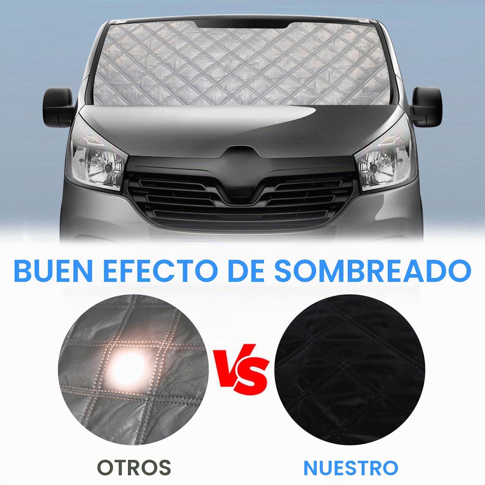 8 Piezas Parasol del Parabrisas Automóvil Reemplazo para Renault Trafic LWB 2001-2014, Cabina del Conductor Reemplazo para Opel Vivaro LWB 2001-2014, Cubierta de Parasol, Parasol Plegable