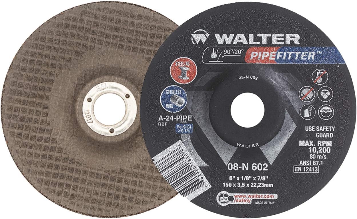 Walter 08N602 6x1/8x7/8 Pipefitter Contaminant Free Grinding Wheels Type 27, 25 pack