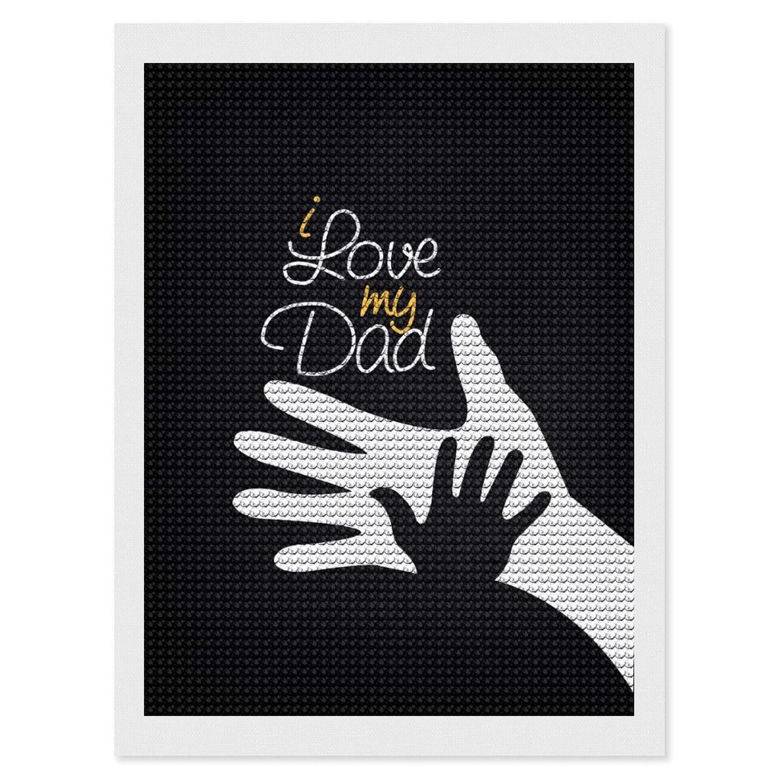 Junmoney Dad Family Quotes Diamond Art Canvas 12"x16", for Teens, Nice Detail and Sparkle, Farmhouse Decor, Festive Craft Gift, Easy to Enjoy