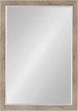 DesignOvation Beatrice Framed Decorative Rectangle Wall Mirror, 27x39, Rustic Brown