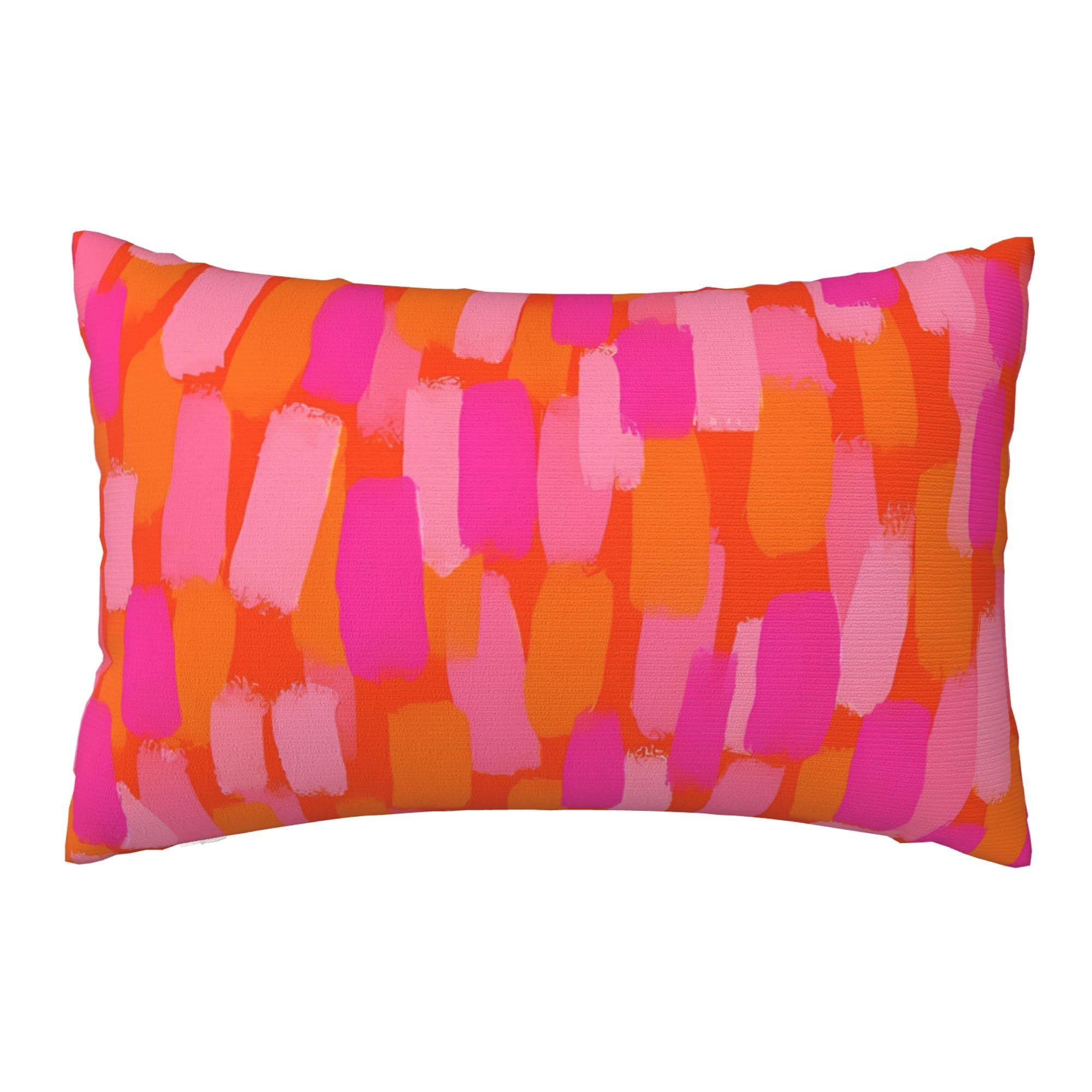 Keebik Abstract Pink and Orange Paint Brush Throw Pillow Cover 12x20 Inch Modern Warm Pillow Cases Square for