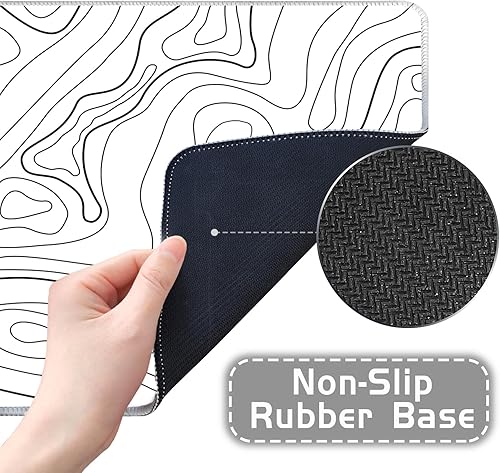 Miniatura 4 de Alfombrilla de mouse blanca, alfombrilla de mouse topográfica grande, alfombrilla de mouse para juegos, alfombrilla de mouse XL, alfombrilla para