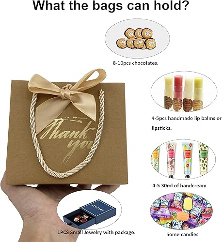 Miniatura 3 de TKSBAG Bolsas de regalo pequeñas, paquete de 20 bolsas pequeñas de regalo de agradecimiento con asas, 5.5 x 2.5 x 4.7 pulgadas, mini bolsas de papel