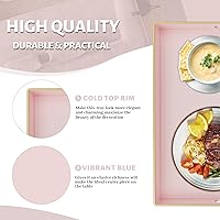 Vista 101 de MAONAME Bandeja de servir azul real con asas, bandeja decorativa rectangular, bandejas modernas para mesa de café, bandejas otomanas de plástico