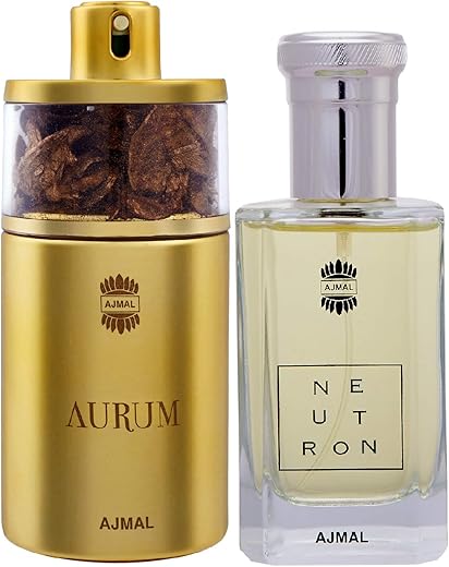 Ajmal Aurum EDP Fruity Floral Perfume 75ml for Women and Neutron EDP Citrus Fruity Perfume 100ml for Men FREE