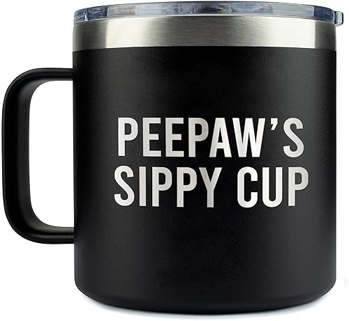 Yanashop88 Peepaw's Sippy Cup Vaso de café de 14 onzas, vaso de peepaw – Regalos de cumpleaños para Peepaw de hija – Hijo – Nuevos regalos de Peepaw
