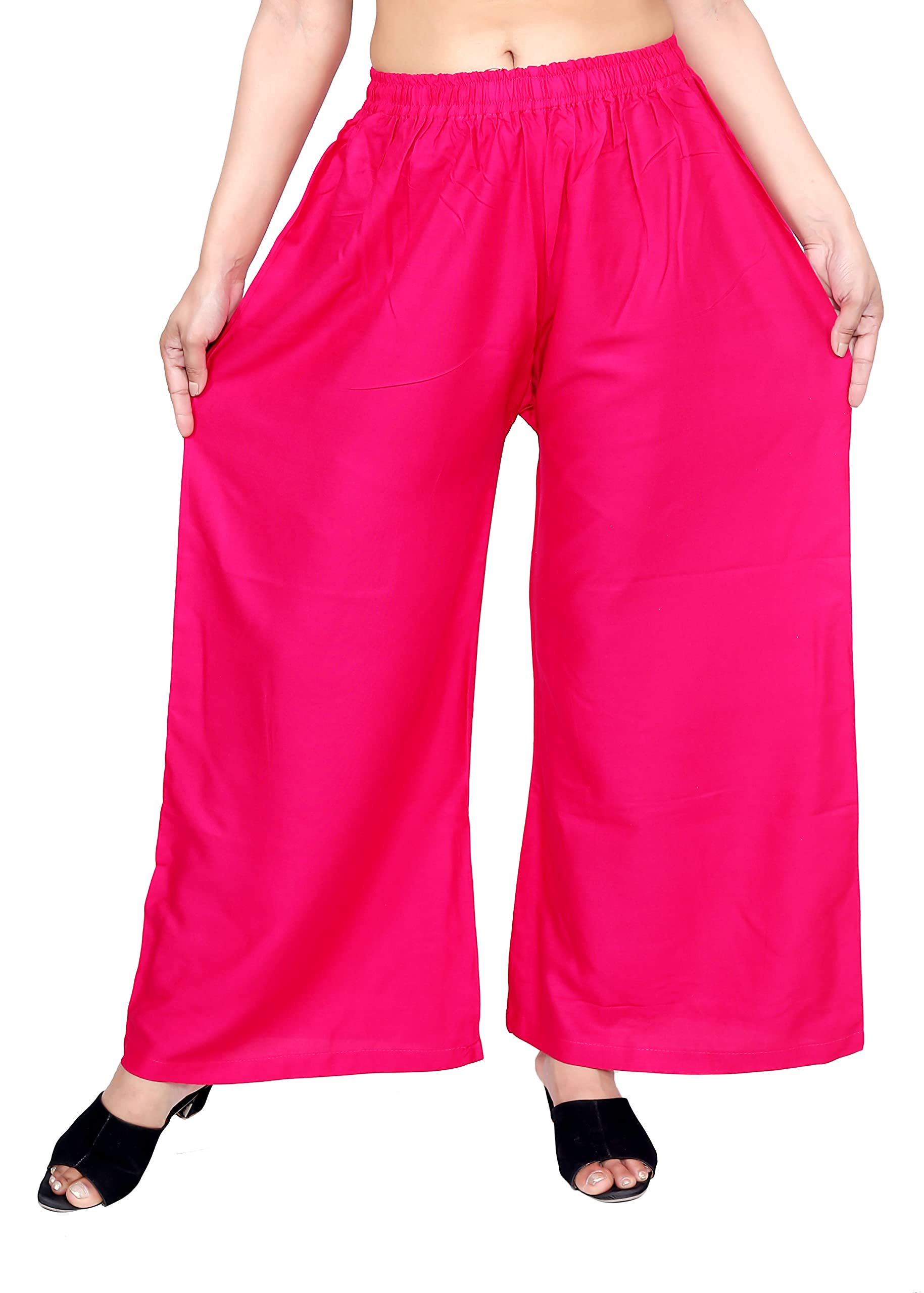 Women Rani (Pink) Solid Straight Palazzos-image-44
