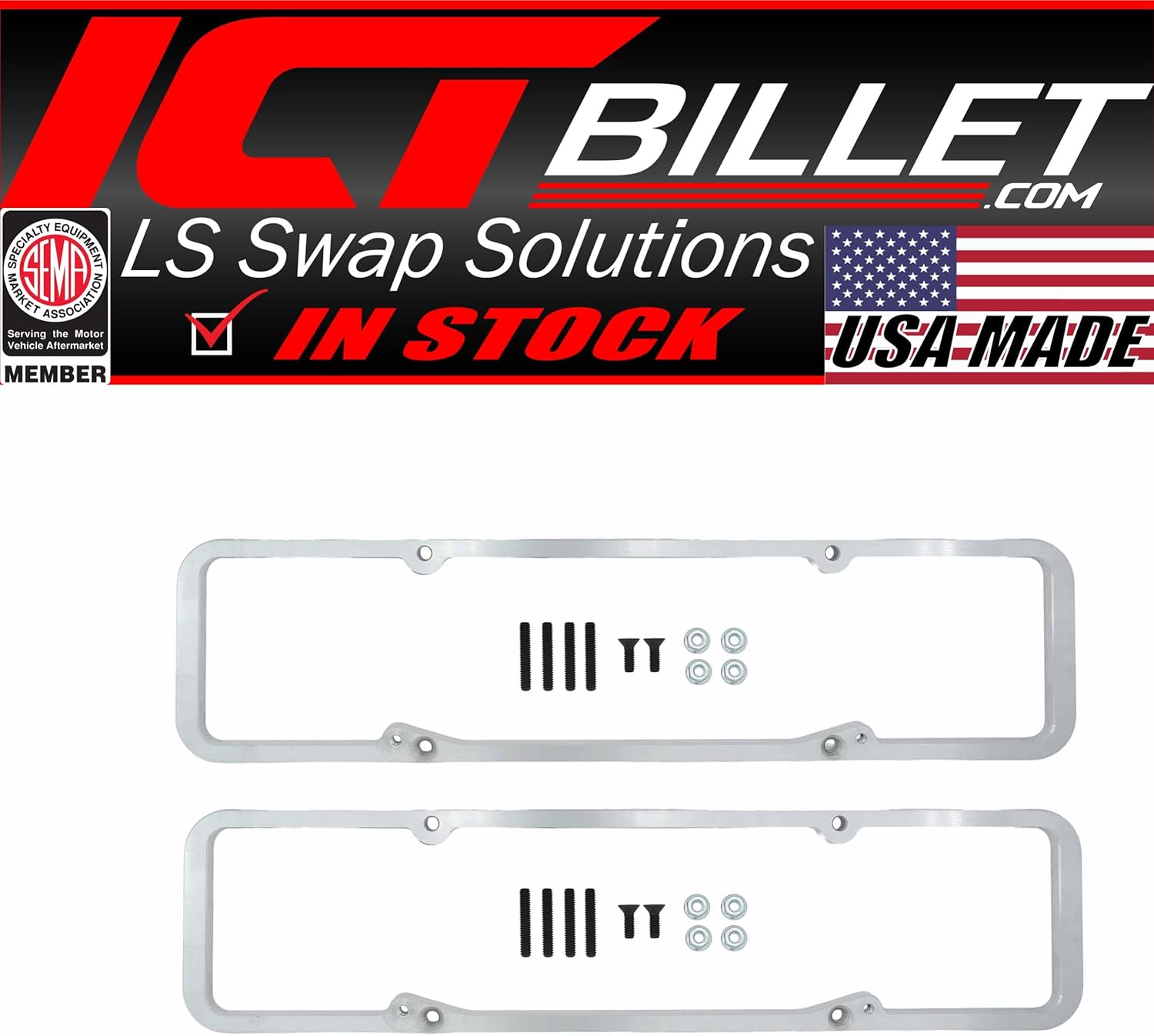 ICT Billet 55-59 Staggered Bolt Valve Cover to 60up Standard Head Adapter 283 265-327 551543
