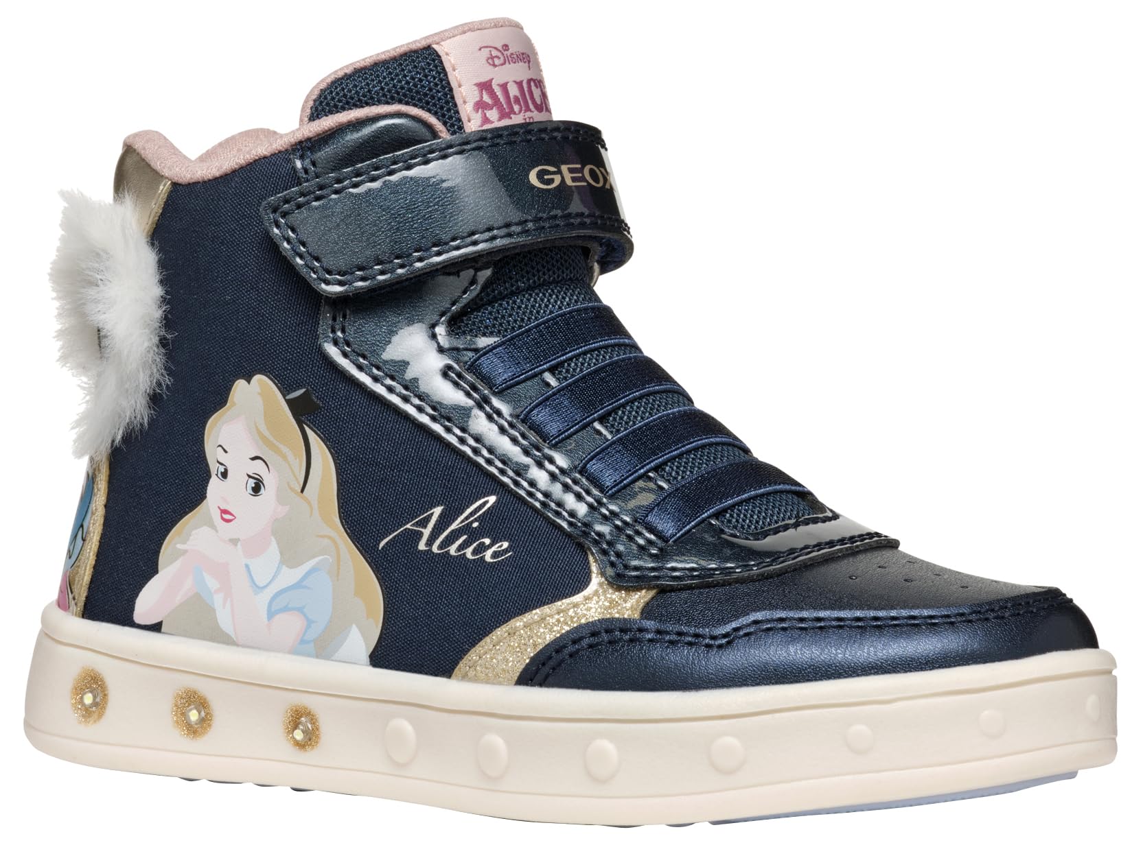 Geox J Skylin Girl G Sneaker, Navy/Platinum, 10 UK Child