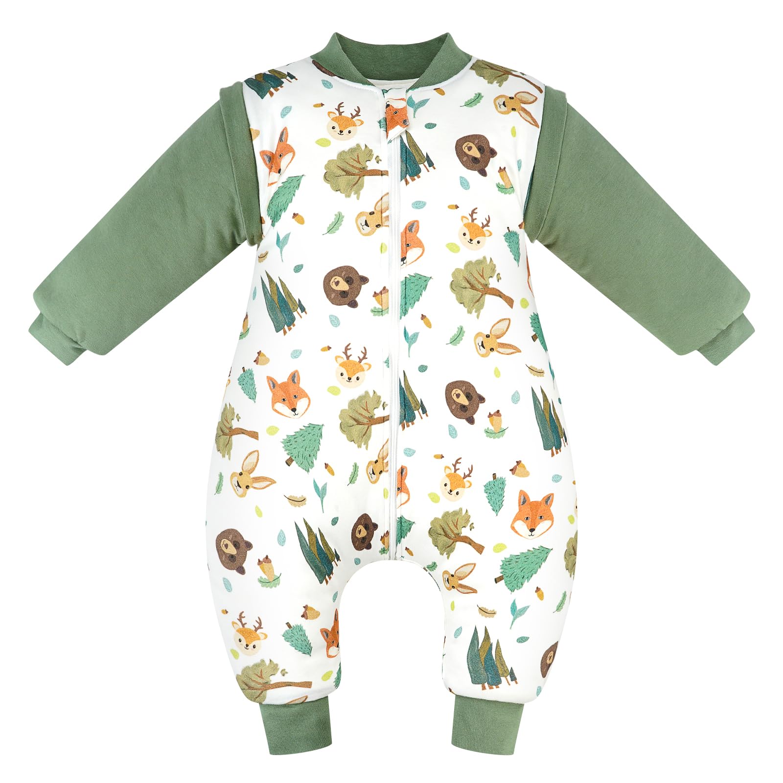 WYTbaby Sacco Nanna con Piedini 3.5 Tog per Bambini, Sacco Nanna Inverno Addensato con Maniche Rimovibili in Cotone, Sacco a Pelo per Neonati e Bambini Piccoli, Ragazzi e Ragazze