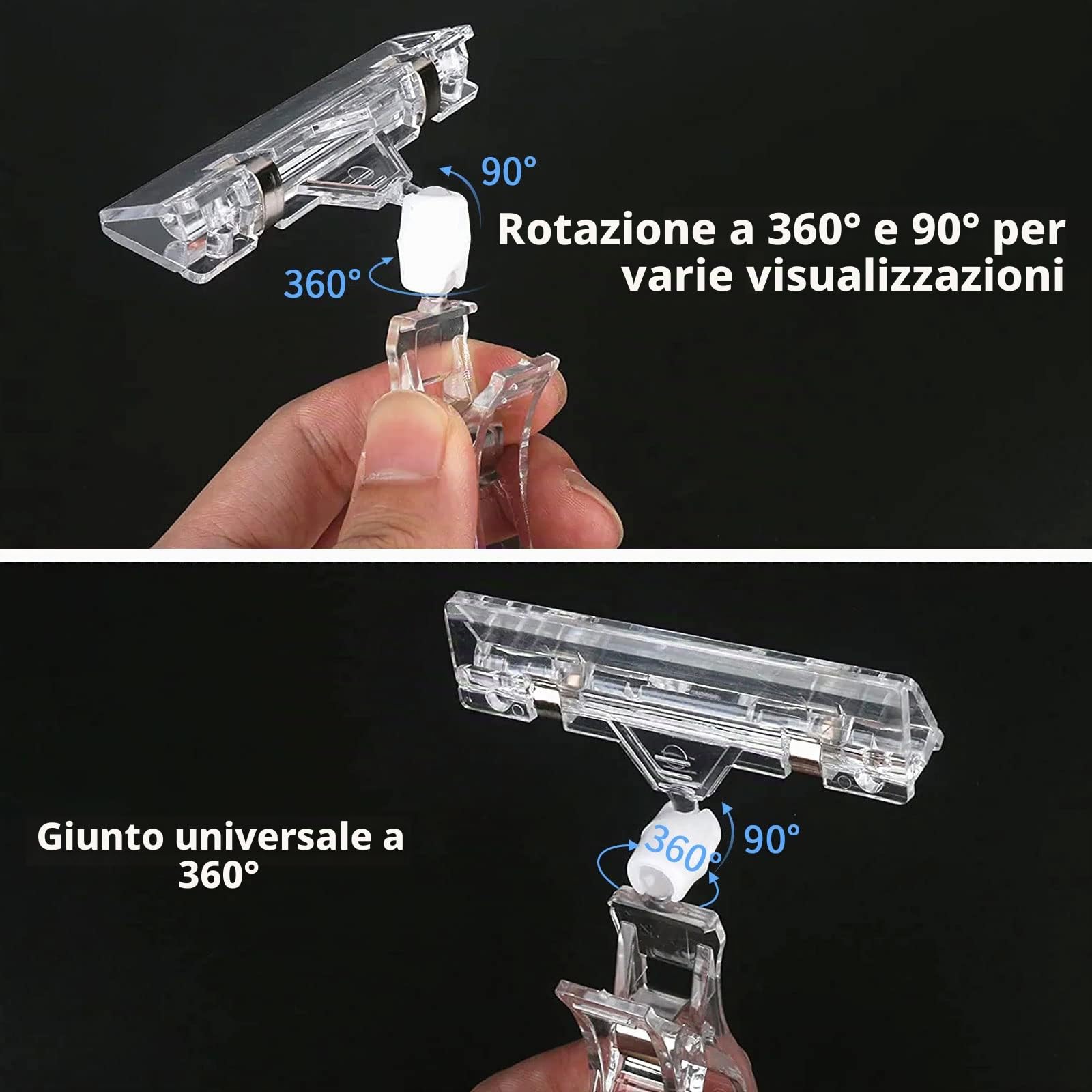 50 Pezzi Segno Esposizione Clip, Clip per Etichette Rotanti in Plastica, Clip Merce Segni di Prezzo, Clip Segno Supporto del Basamento, Clip Chiaro Porta Cartello in Plastica Doppio, Chiaro