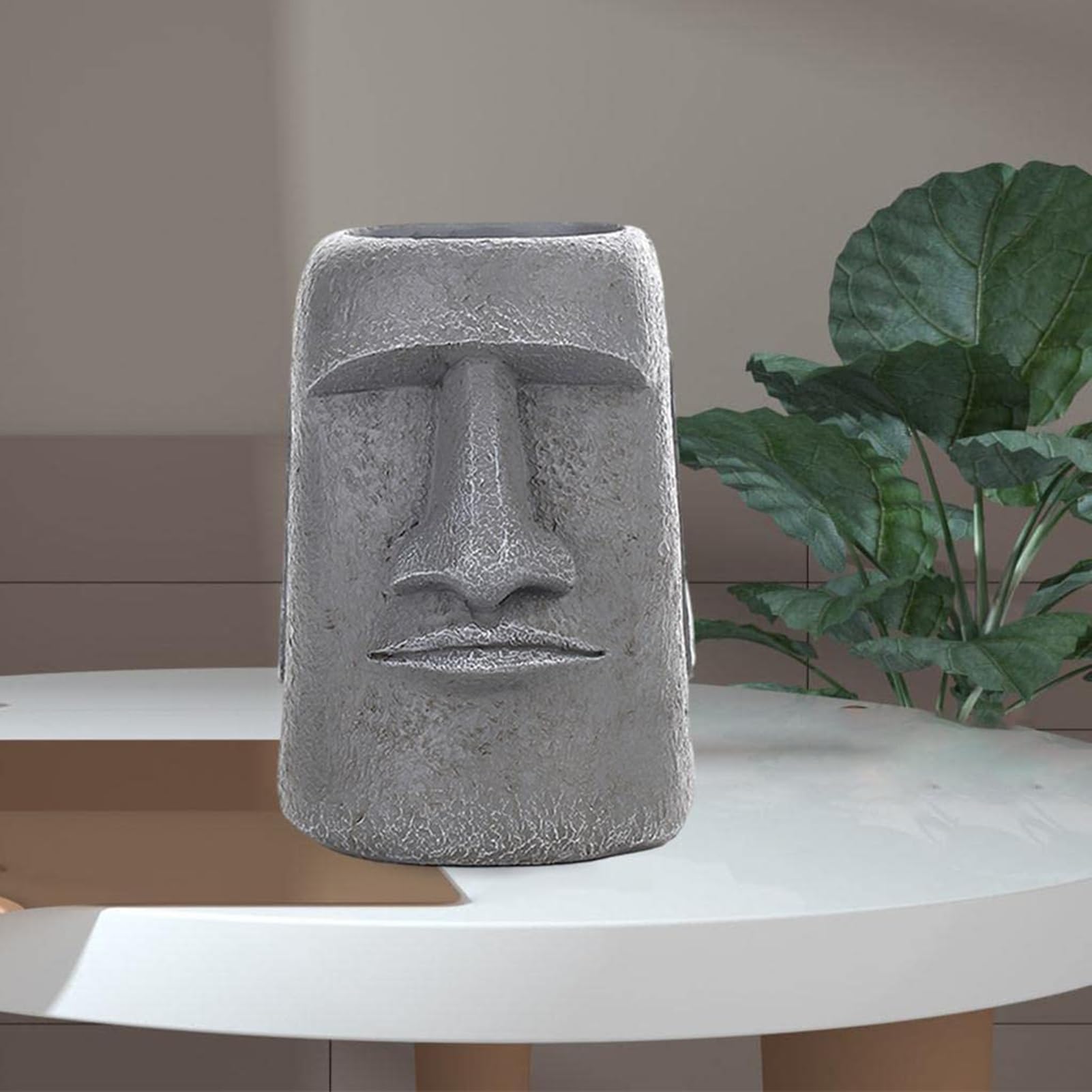 Statua Dell'Isola Di Pasqua, Scultura A Forma Di Testa Di Moai, Decorazione Per La Casa, Per Camera Da Letto, Soggiorno E Decorazioni Da Tavolo(Gray H)