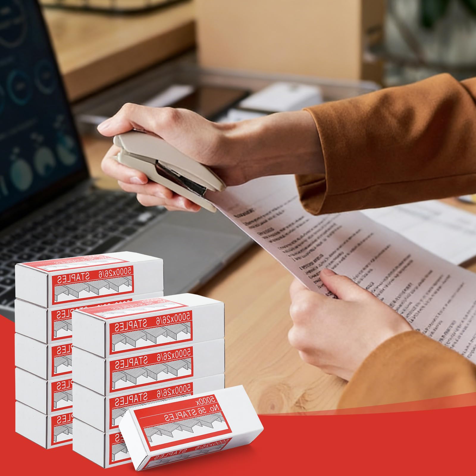 APACALI 60.000 Stück Heftklammern, 26/6 Standardklammern, Heftklammern 26/6 für Zuhause, Büroarbeit (1 Box mit 5000, 12 Boxen)