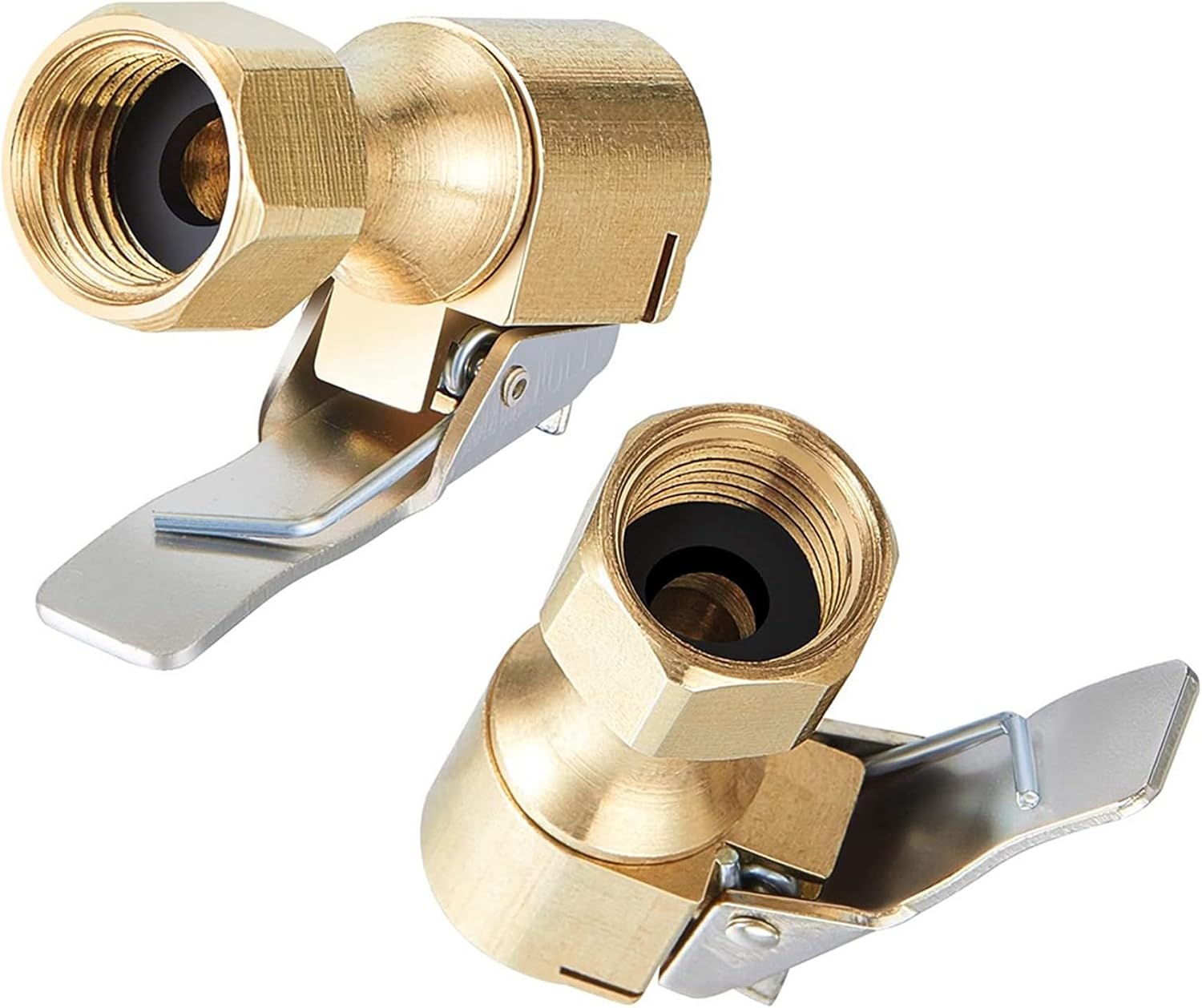 12 Pieces Brass Air Chuck Open Straight Tire Chuck with Clip for Tire Inflator Gauge Compressor Accessories
