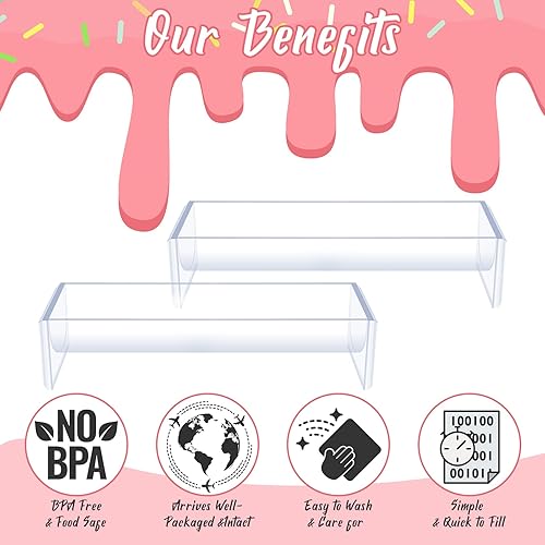 Miniatura 10 de 6 bandejas transparentes para servir galletas rectangulares para servir bandejas de servir, soportes transparentes de exhibición de alimentos para