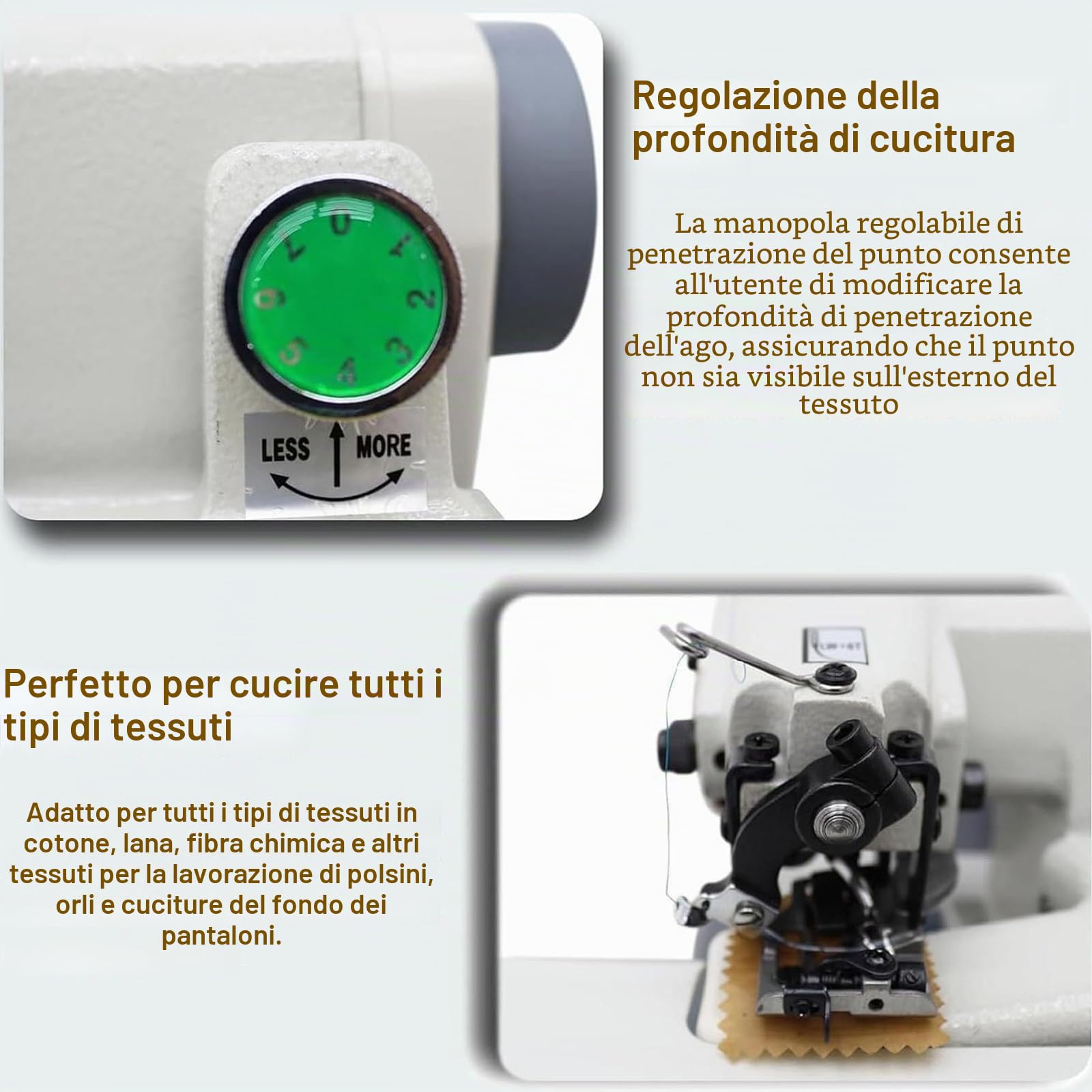 Macchine per Orlare Punto Invisibile, Macchina per Cucire E Ricamare, Macchina da Cucire per Cucire A Pedale per Orlatura A Punto Cieco Professionale, con 10 Aghi Alterazioni Orlo Pantaloni