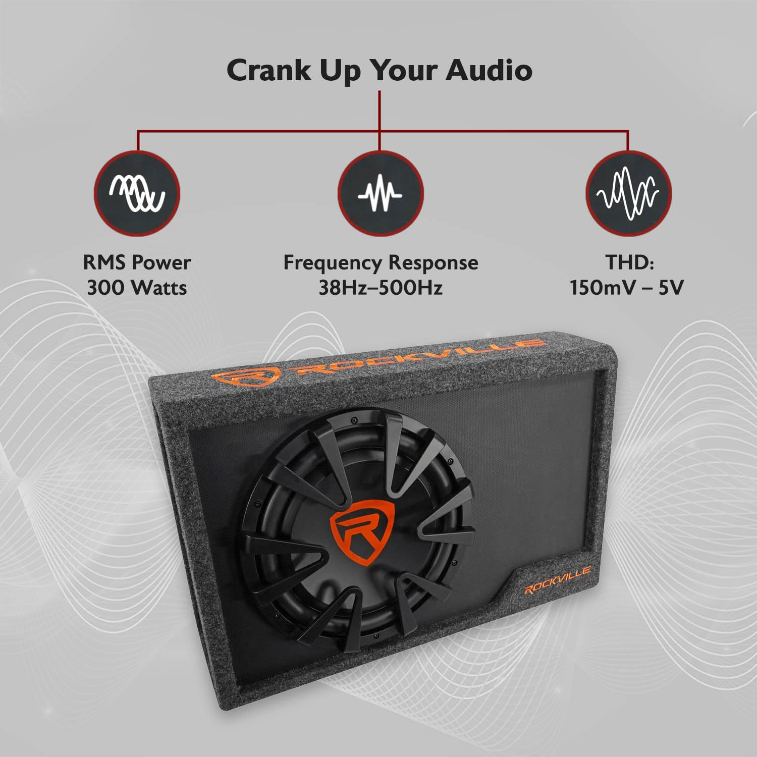 Rockville RWS12CA - Caja de subwoofer amplificada para Coche, 1200 W, 12 Pulgadas, 4 ohmios, diseño Delgado, Amplificador Integrado, Control Remoto de Graves, para Coches, Camiones y SUV
