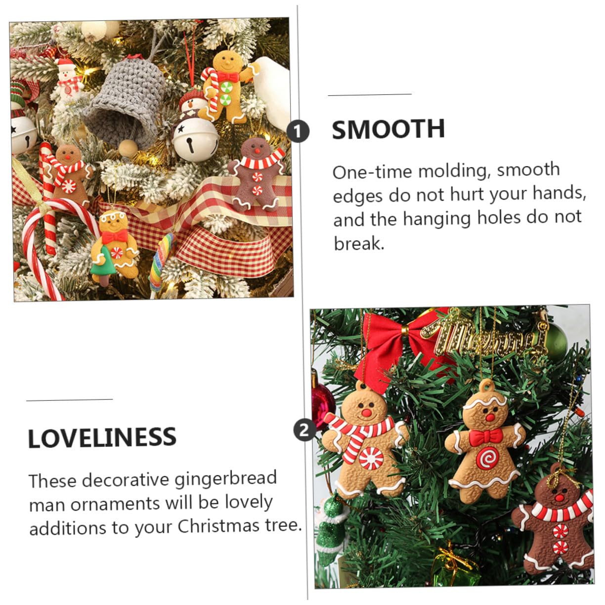 24 Piezas Adornos Colgantes de PVC para Árbol de Navidad Figuras de Hombre de Jengibre Ligeras y Resistentes Decoración Navideña Elegante y Fácil de Colgar