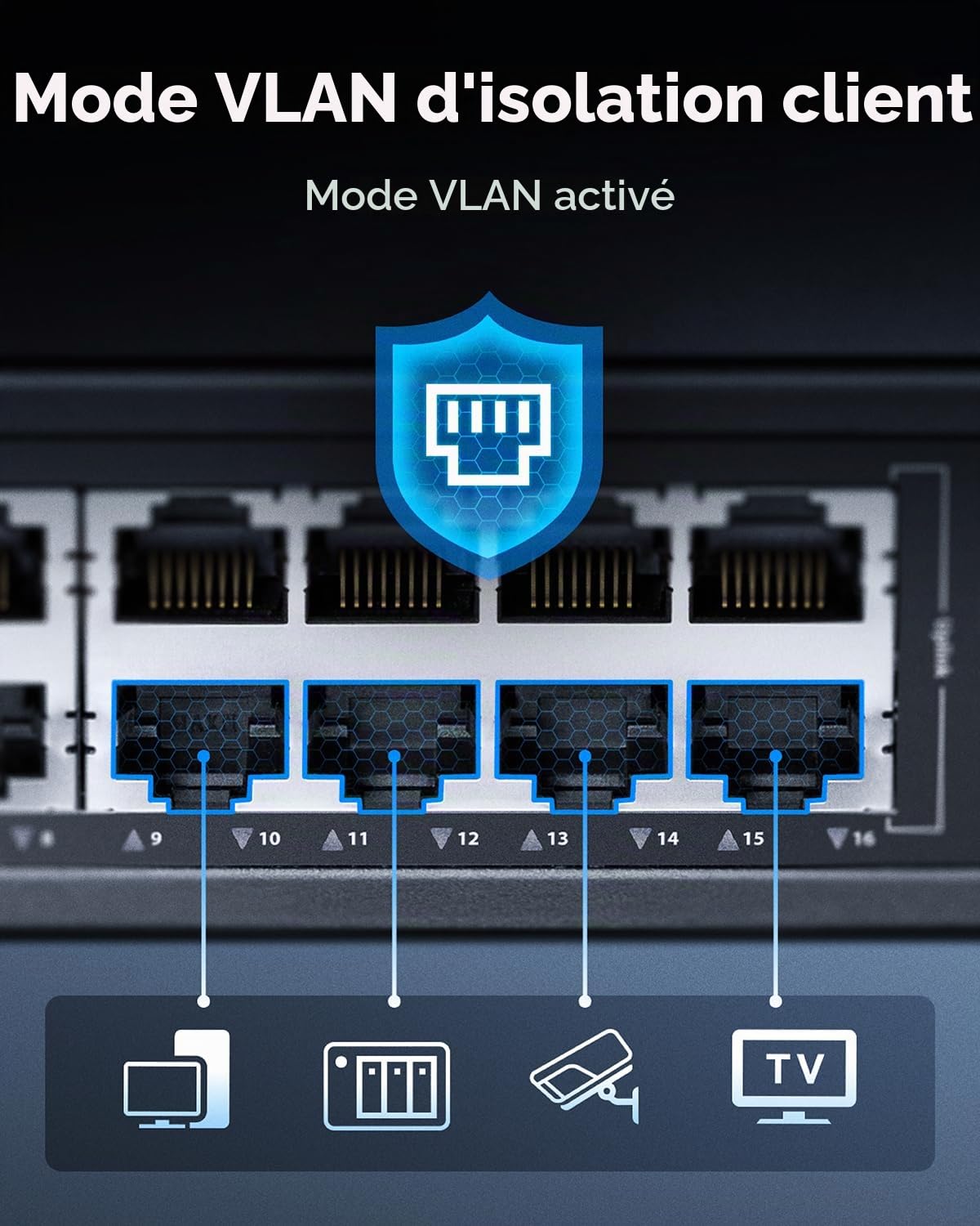Cudy GS1016 Switch 16 Ports Gigabit,Bureau/Rackable, Boîtier Métal, Energy Efficient, Fanless, Plug and Play | 16 ports GbE, débit à vitesse filaire, 2000 adresses MAC, paquets jumbo de 16000 octets, isolation des ports/mode 250 m