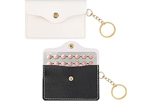2-Pack Birth Control Pill Case: PU Leather Birth Control Case with Keyring