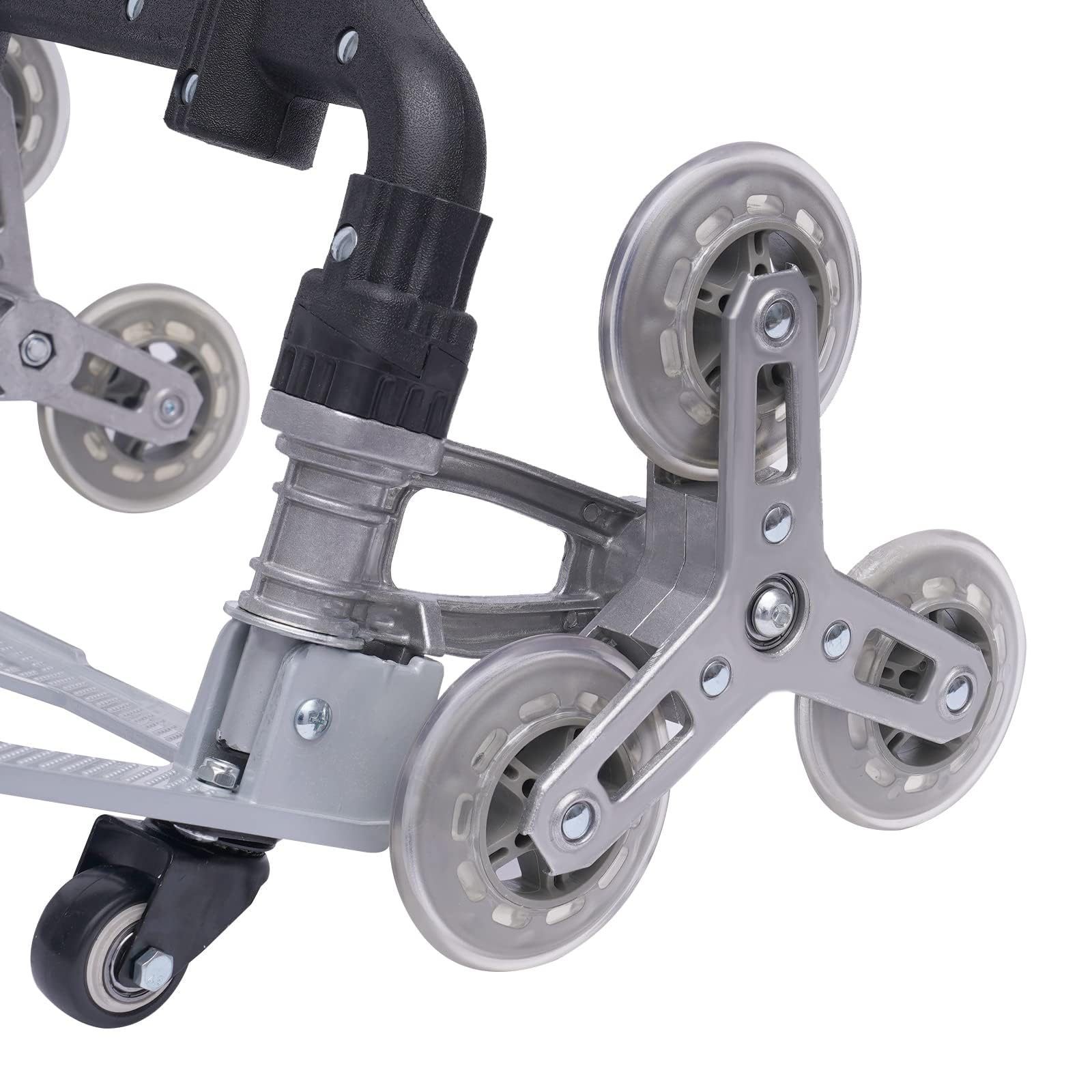 Carrello per scale pieghevole e portata fino a 75 kg – Mini carrello in alluminio per scale – con guanti e corde estensibili – Scaletta piccola (26 – 42 pollici) – altezza regolabile