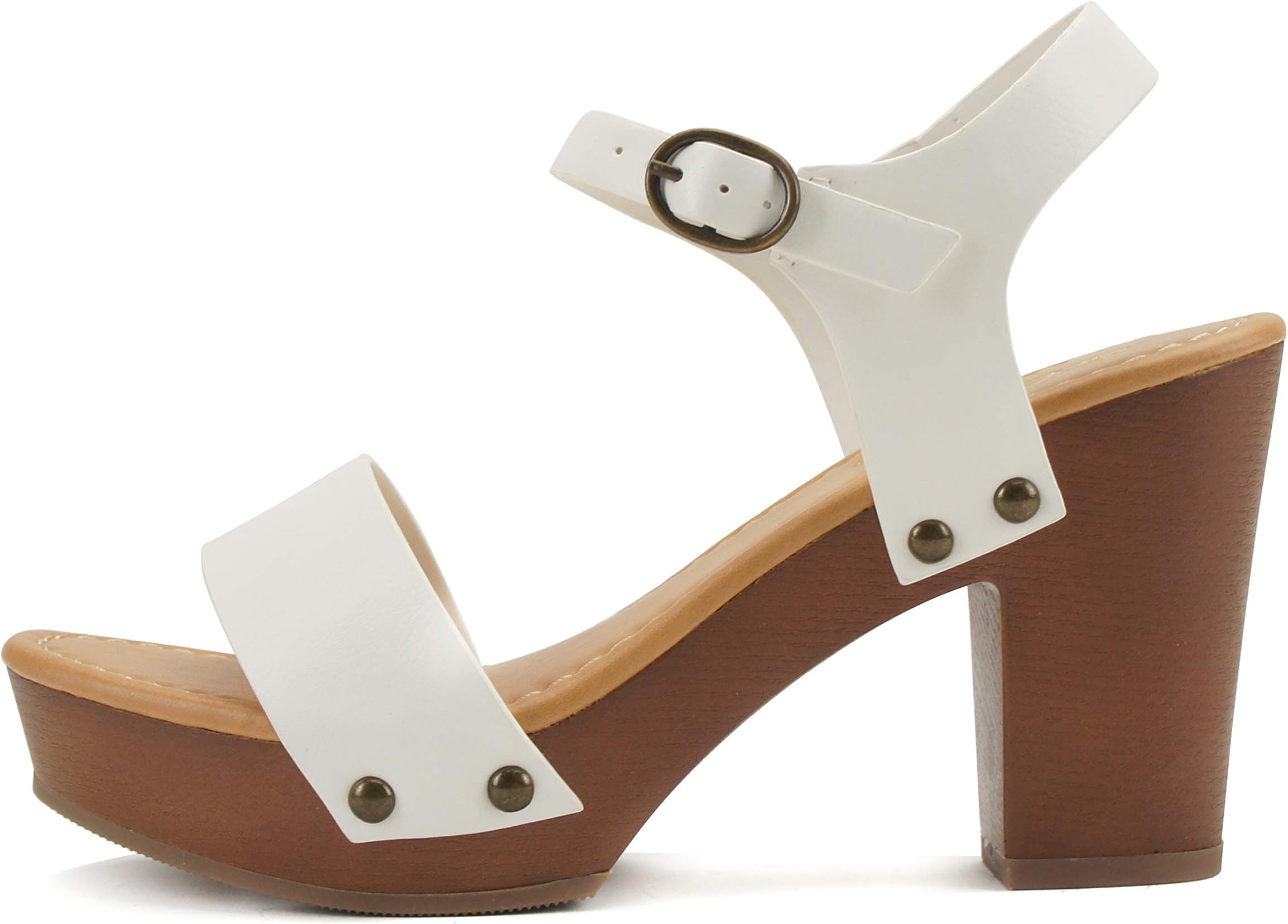 CHIVAS ~ Women's Bold Buckles Studded Wedge Sandal