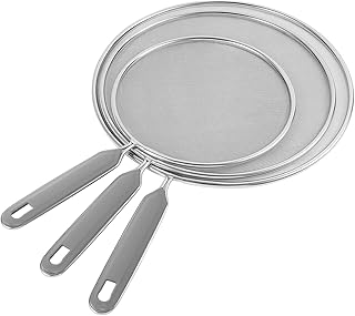 Fostoy Splash guard, 3 pieces, multifunctional stainless steel splash guard to prevent oil, grease or water splashes for pans, pots, skillets