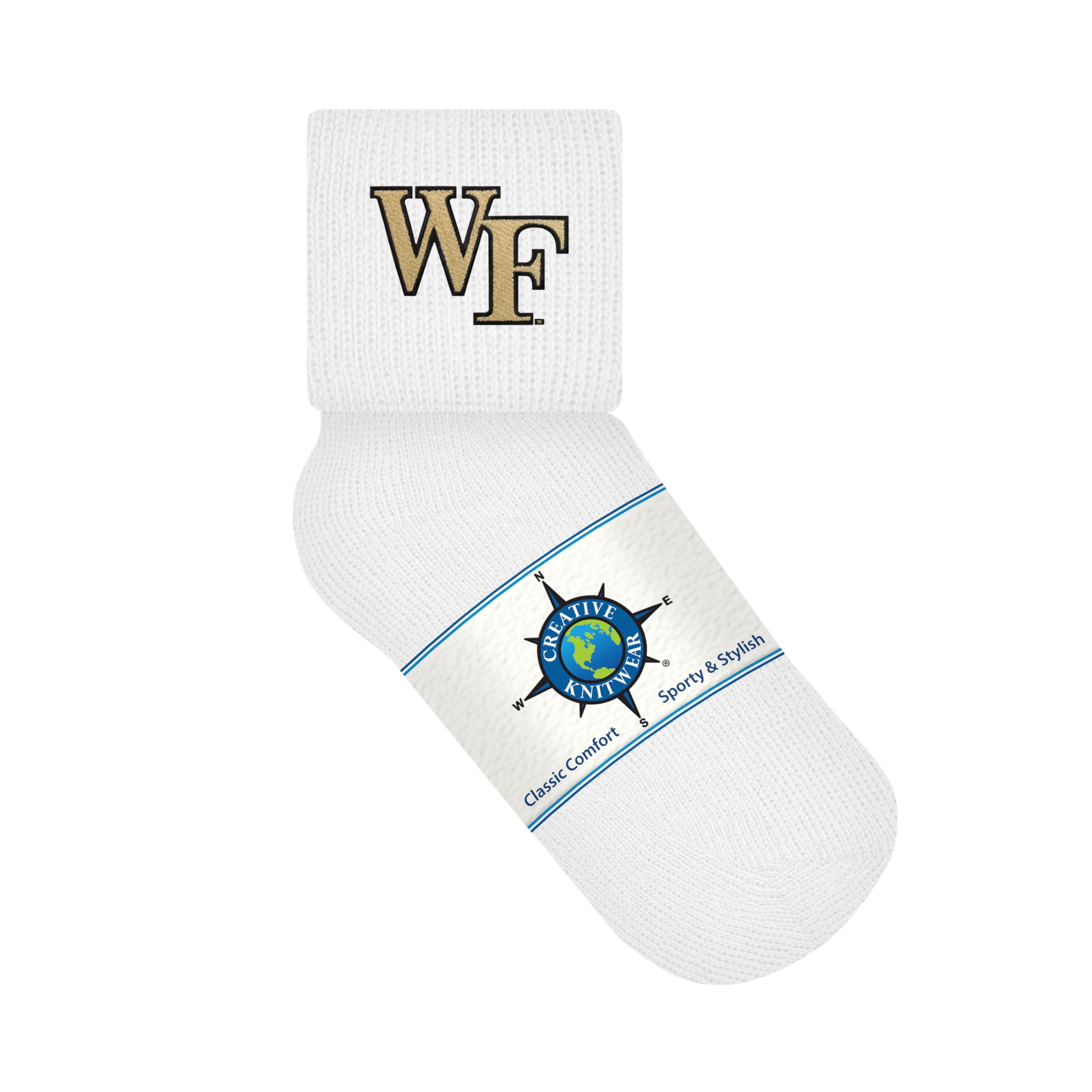 Creative Knitwear Wake Forest Demon Deacons Infant Unisex White Solid Anklet Sock Embroidered Logo - Size 6-12 Months