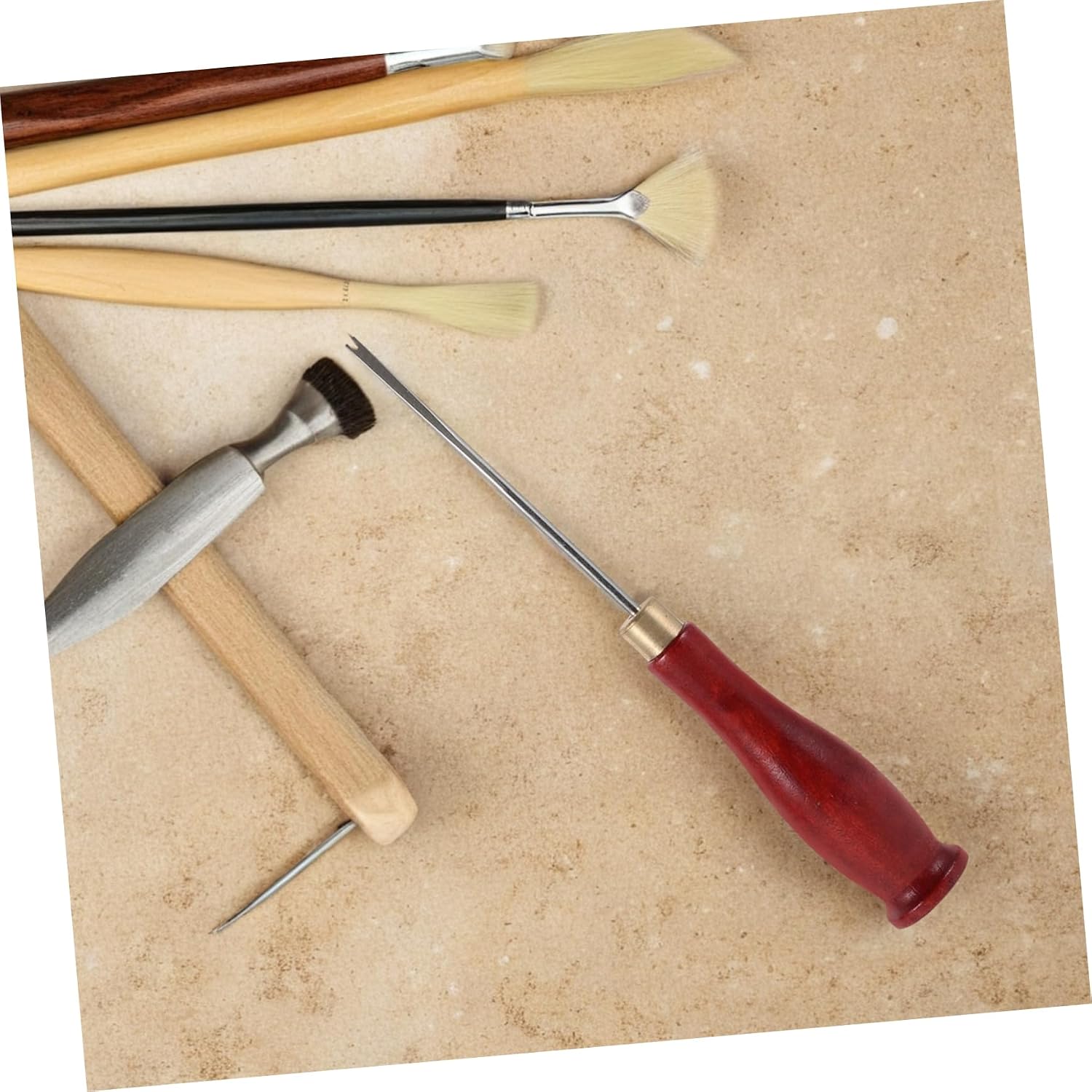 VILLCASE DIY Cotton Filler Tool with Wooden Handle Efficient Threading Awl for Plush Soft Repairs Compact Durable Easy to Clean Sewing Kit