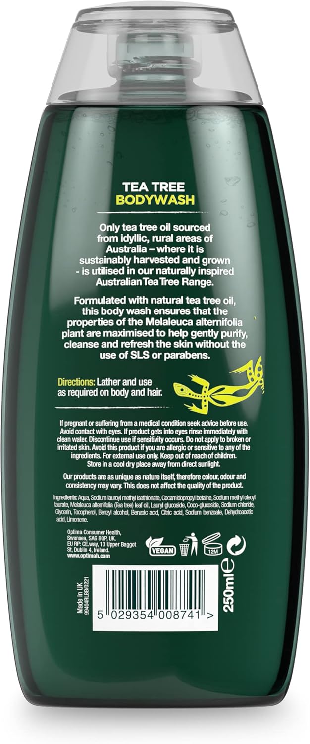 Australian Tea Tree Body Wash, Purifying, Natural, Vegan, Cruelty Free, Paraben and SLS Free, Stimulating, 250 ml 3 71H