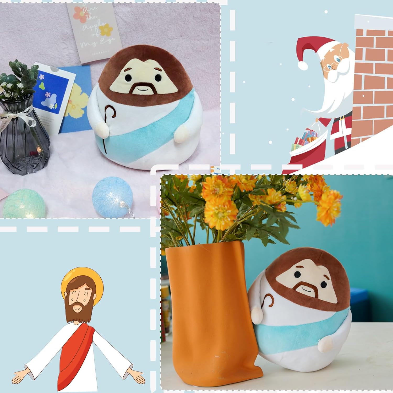 Jesus Plush Doll, 9 inch Blue Jesus Plushie Easter Plush Toys for Kids Adults, Soft Easter Stuffed Animals for Church Sunday School Religious Easter Gift for Children Kids