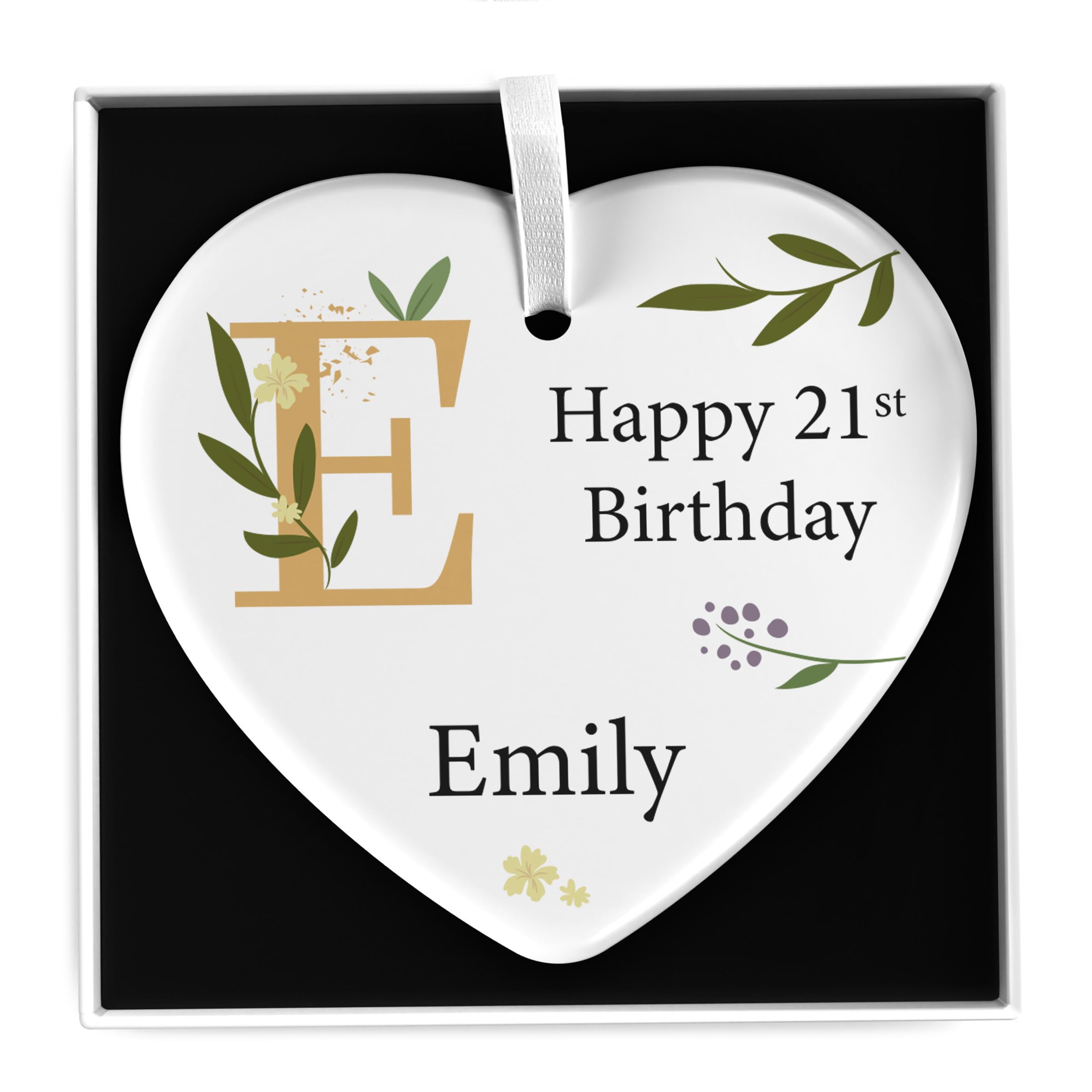 Beecreative Personalised 21st Birthday Gifts For Her Daughter, 13th 16th 18th Birthday Gifts for Girls, Gifts For 18 Year Old Girls, Ceramic Heart Keepsake With Gift Box