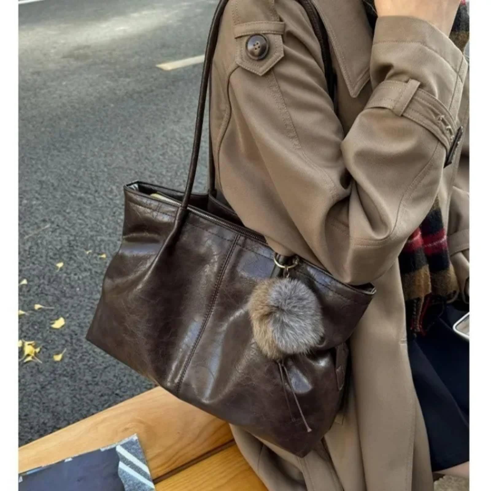 Bolsos de Mujer Bolso Hombro Cera Aceite Vintage Grande para Uso Diario