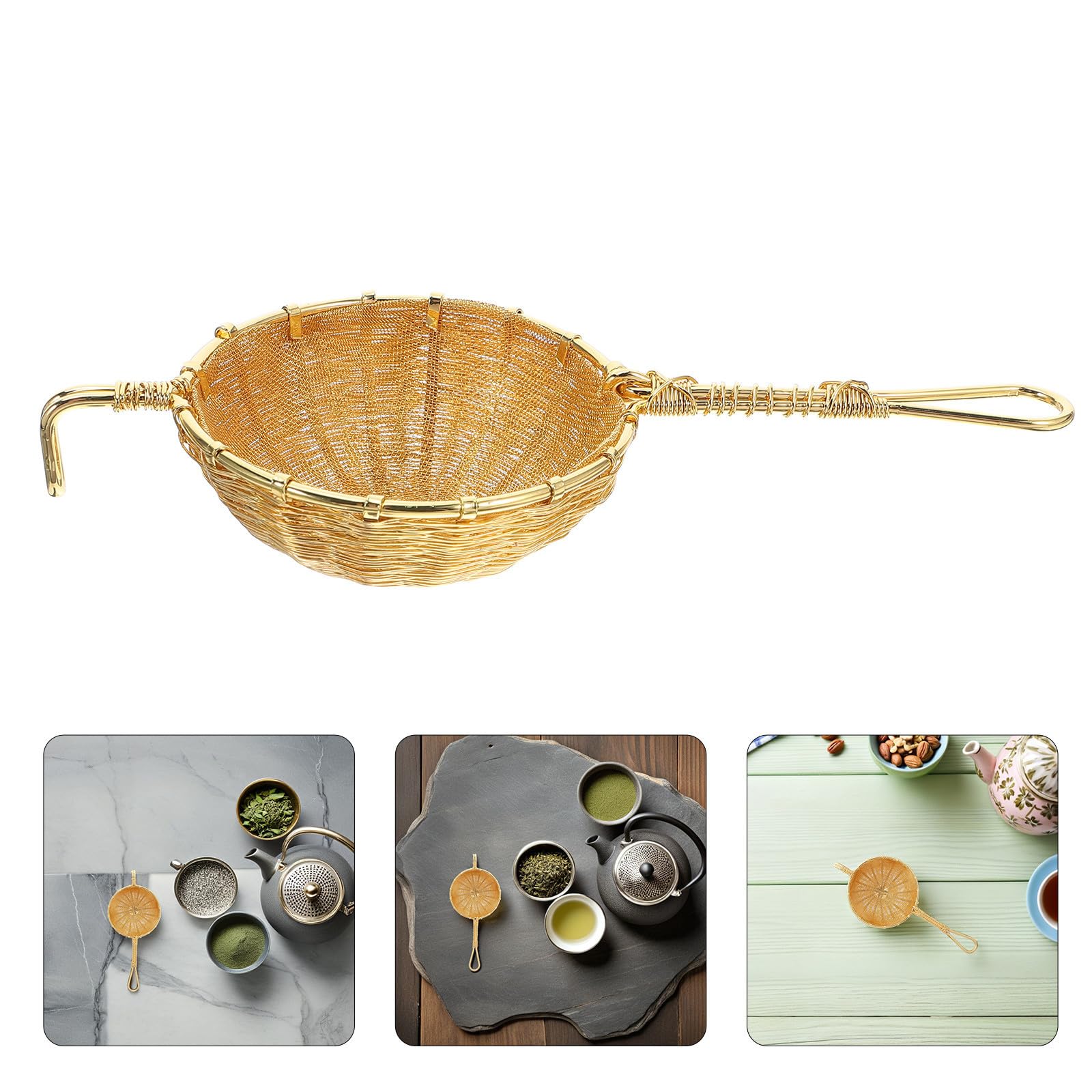 ABOOFAN Colador de Té de Cobre Estilo Japonés Malla Fina y Diseño Elegante, Filtro Pequeño para Té Suelto, Fácil de Limpiar, Adecuado Hogar y Reuniones