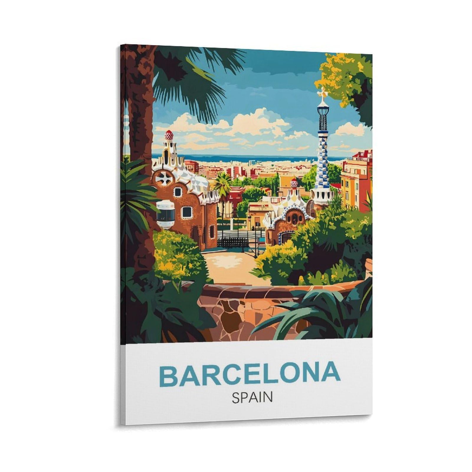 CLFMHNAS Barcelona Spain Vintage Travel Poster 20x30inch(50x75cm) Canvas Wall Art Prints