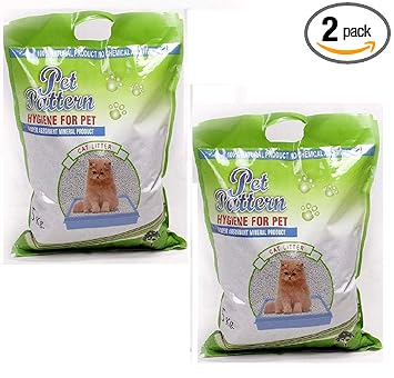 Pawstively Pet Care Pet Pattern Natural Super Absorbent Mineral Cat Litter Hygiene for Pet (5 Kg) Pack of 2