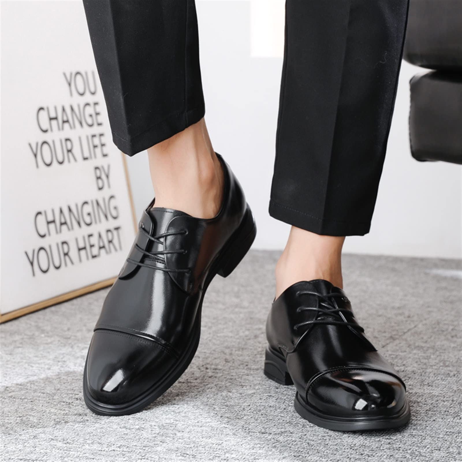 CARZE Scarpe da Lavoro da Uomo Scarpe da Uomo in Pelle Abiti da Cerimonia da Uomo Neri Scarpe comode da Uomo in Vera Pelle Scarpe Eleganti da Uomo(38)