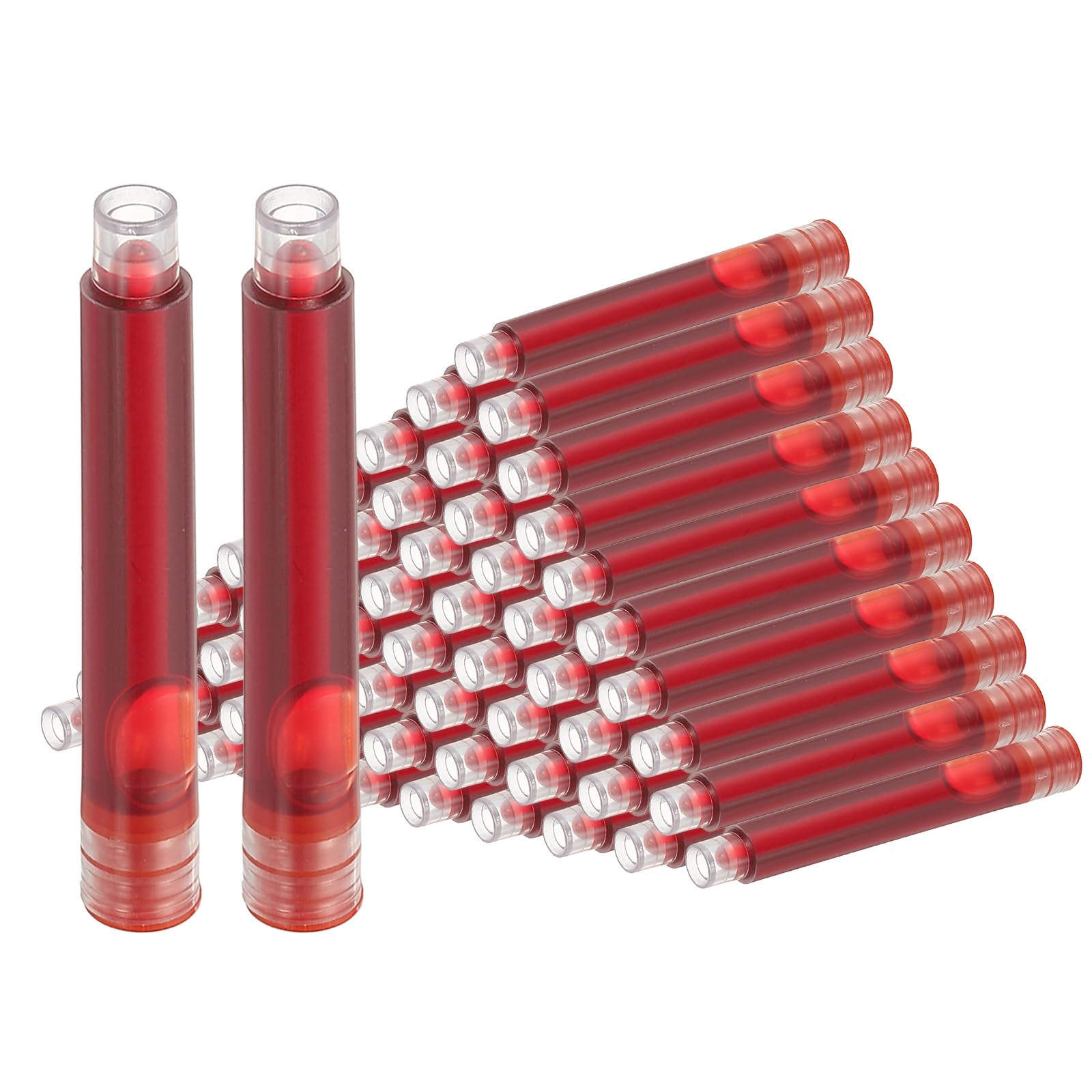 PATIKIL 60Pcs Fountain Pen Ink Cartridges, 3.4mm Bore Diameter Pen Ink Refill Standard International Refill Cartridges for Writing Business, Red