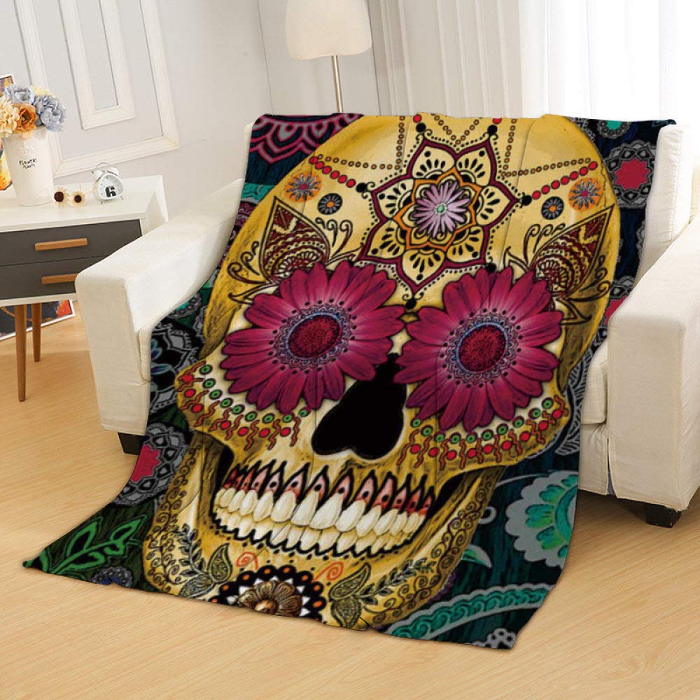 Couverture douce en peluche avec motif crâne, un cadeau original