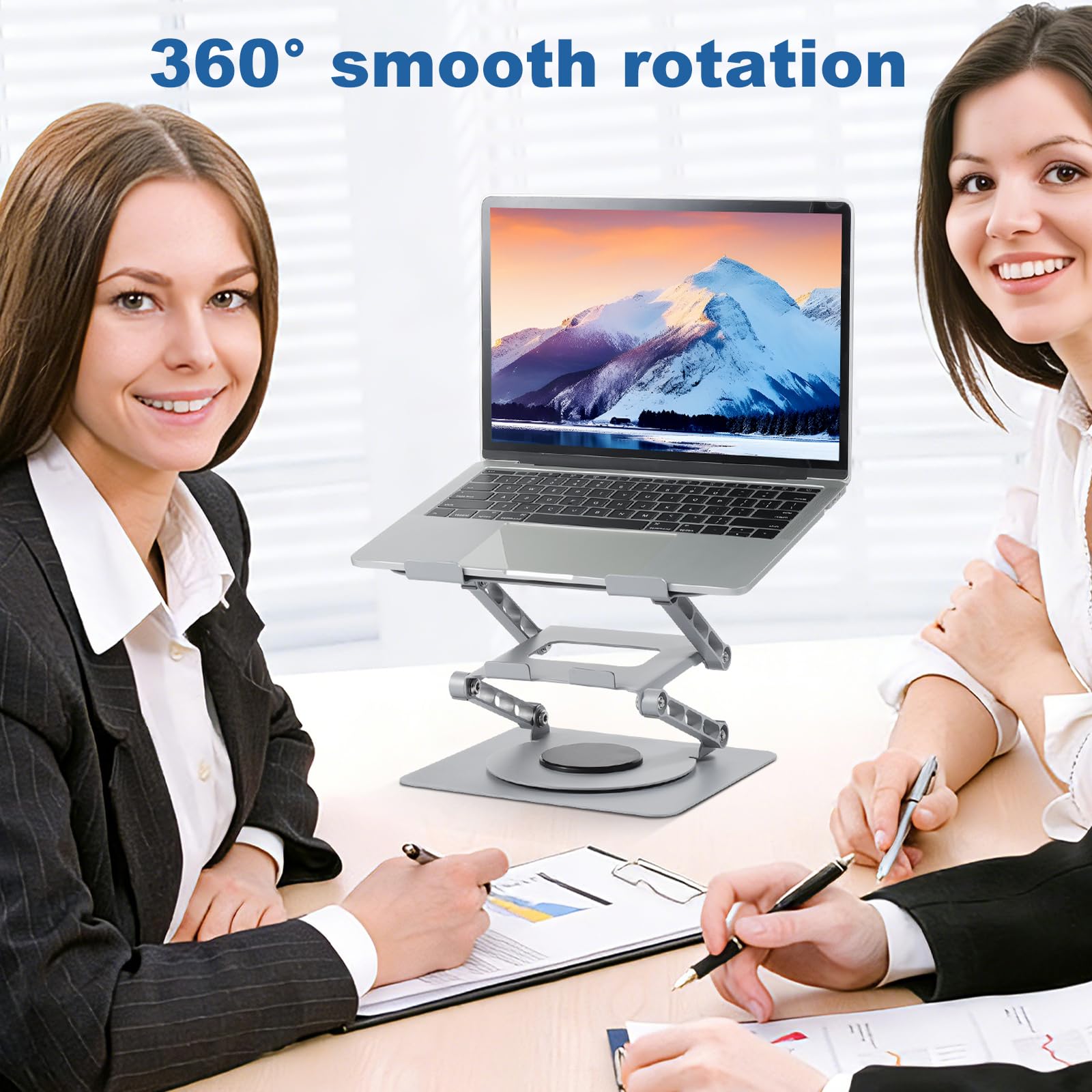 Supporto da scrivania per computer portatile, ergonomico, regolabile in altezza a 360°, supporto per computer in alluminio ventilato compatibile con MacBook Air, Dell XPS, laptop da 10 a 17,3
