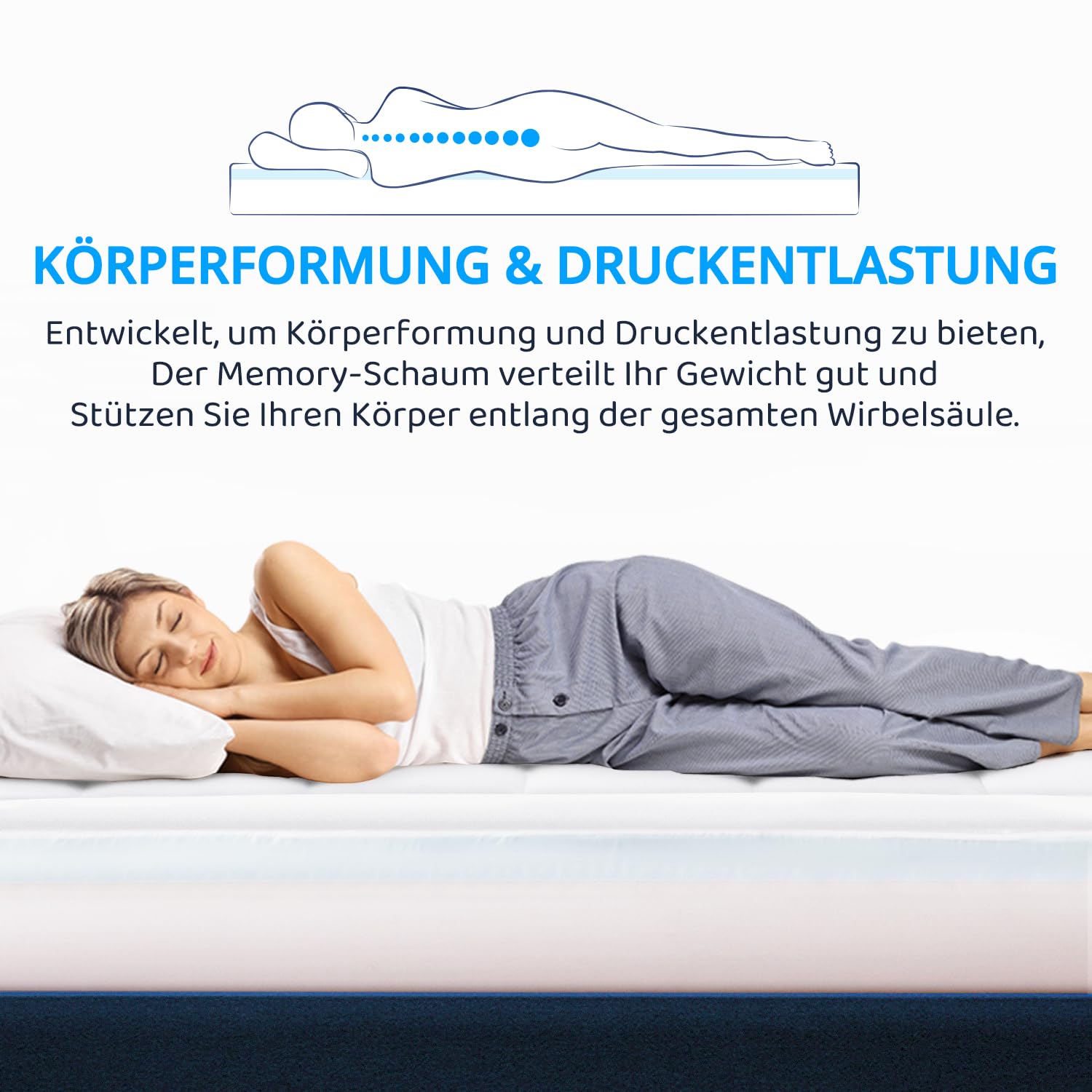 ELEMUSE Matratzen Topper 180x200cm, H3 Gel Topper mit Waschbarem Flauschigem Bezug und Gelschaum, 7CM Höhe Weicher und Bequemer Matratzentopper für Boxspringbett und Unbequeme Betten Schlafsofa