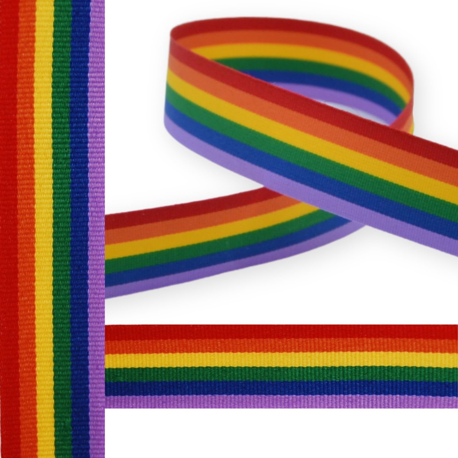 25mm Rainbow Faille Ribbon - Gift Wrap, Bow Making, Pride, Cakes, Birthday Gifting, Crafts, Bouquets, Home Décor (25mm x 5m)