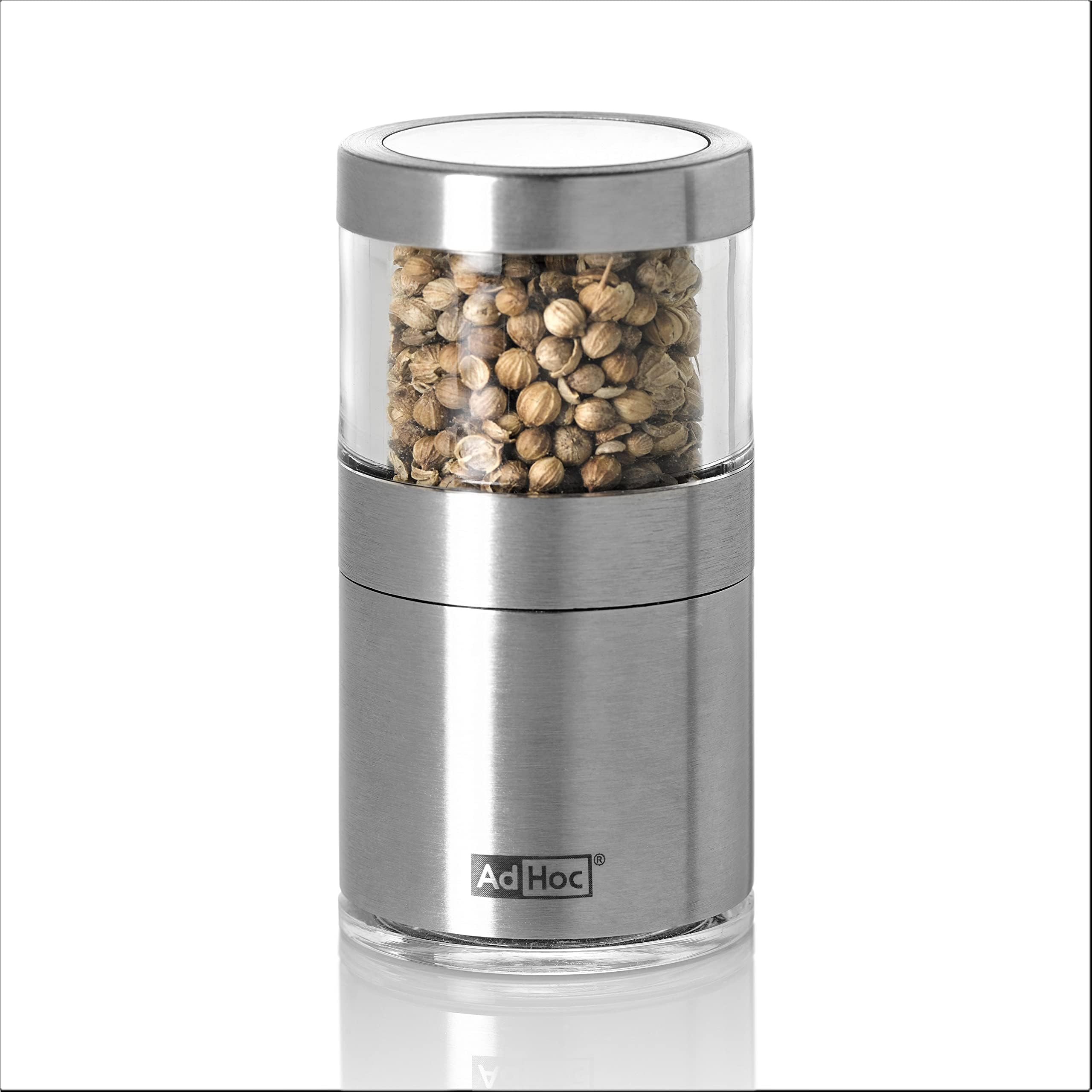 AdHoc Voyage Spice Mill - Stainless Steel Spice & Herbs Gadget - Easy Clean Herb & Spice Mill - Unique & Refillable Mill for Seasoning - Aroma-Tight Gadget for Spices