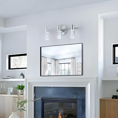 Miniatura 8 de Moderna lámpara de tocador de baño con 3 luces de níquel cepillado, luces de tocador de pared de baño sobre espejo, blanco frío 6000 K accesorios de