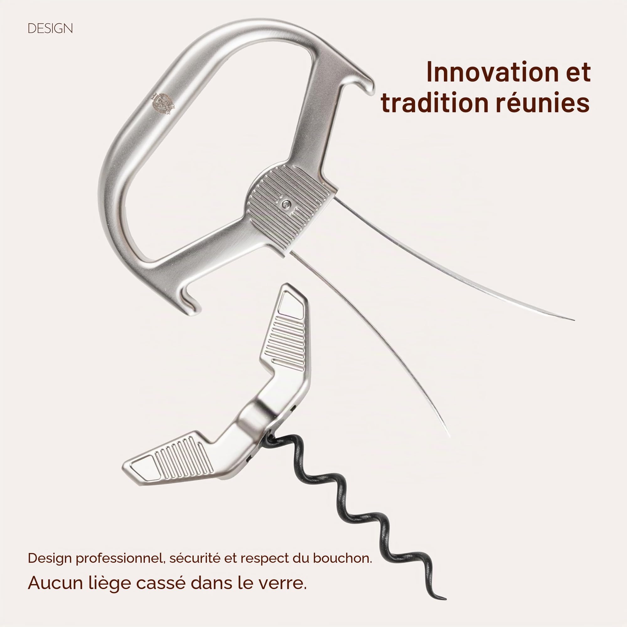 Tire-bouchon Sommelier de Précision : Double Lame pour Vins Vieillis, Lames de Tire-Bouchon et Spirale, Ouvre-Bouteille de Haute Qualité pour les Amateurs de Vin, Utilisation Polyvalente