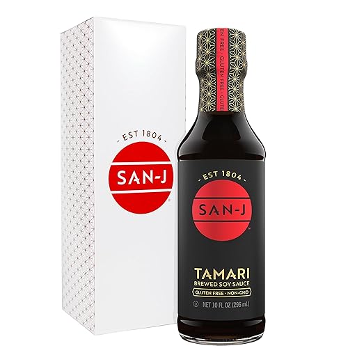Salsa de soja sin gluten de San-J Tamari Botella negra de 10 oz